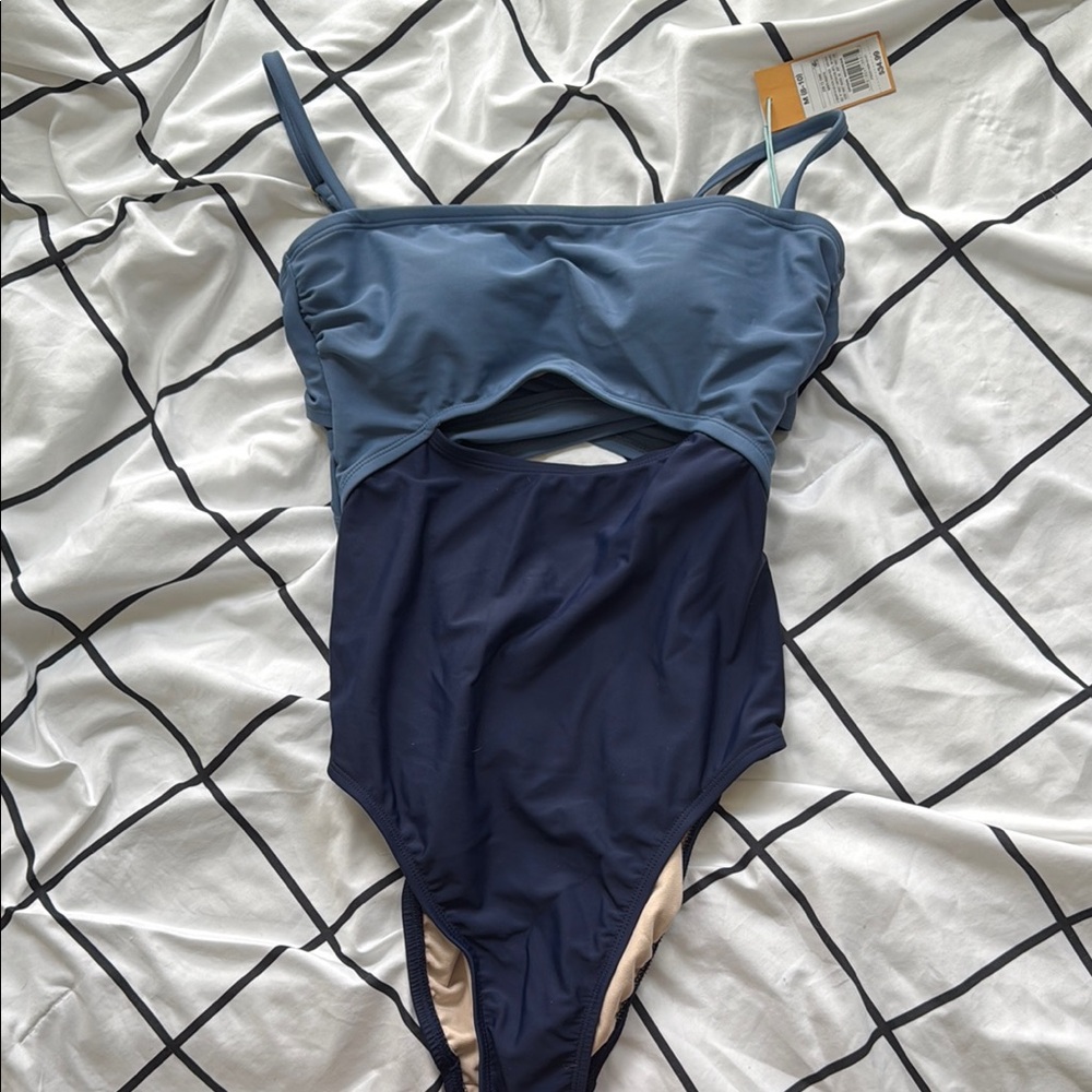 Target Blue One Piece Swimsuit with Sweetheart Neckline